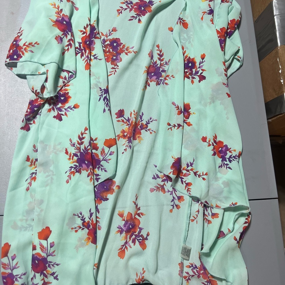 Floral Mint Green and Purple Women's Cardigan